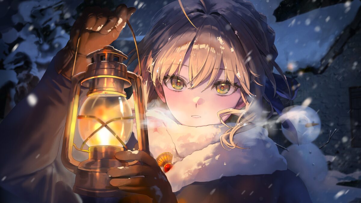 雪夜灯笼少女