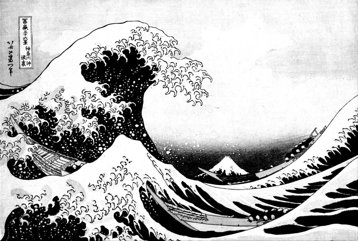 《神奈川冲浪里》黑白壁纸