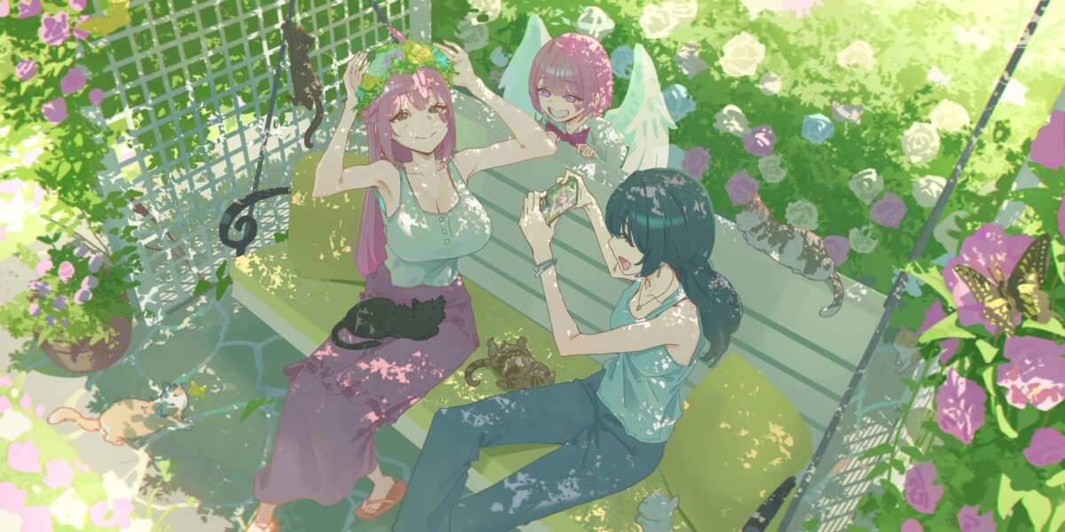 花园里的动漫女孩