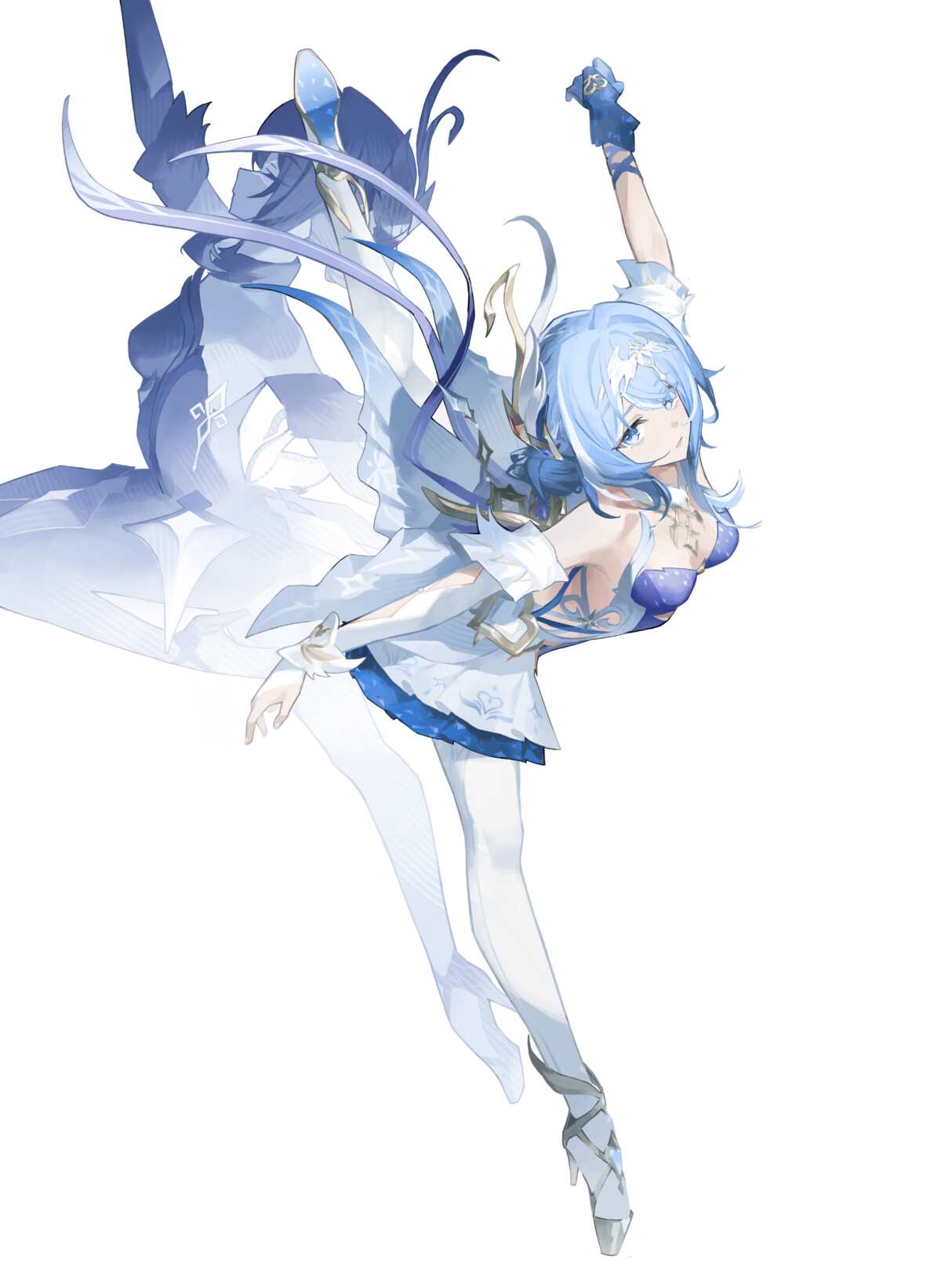 蓝色长发动漫女孩