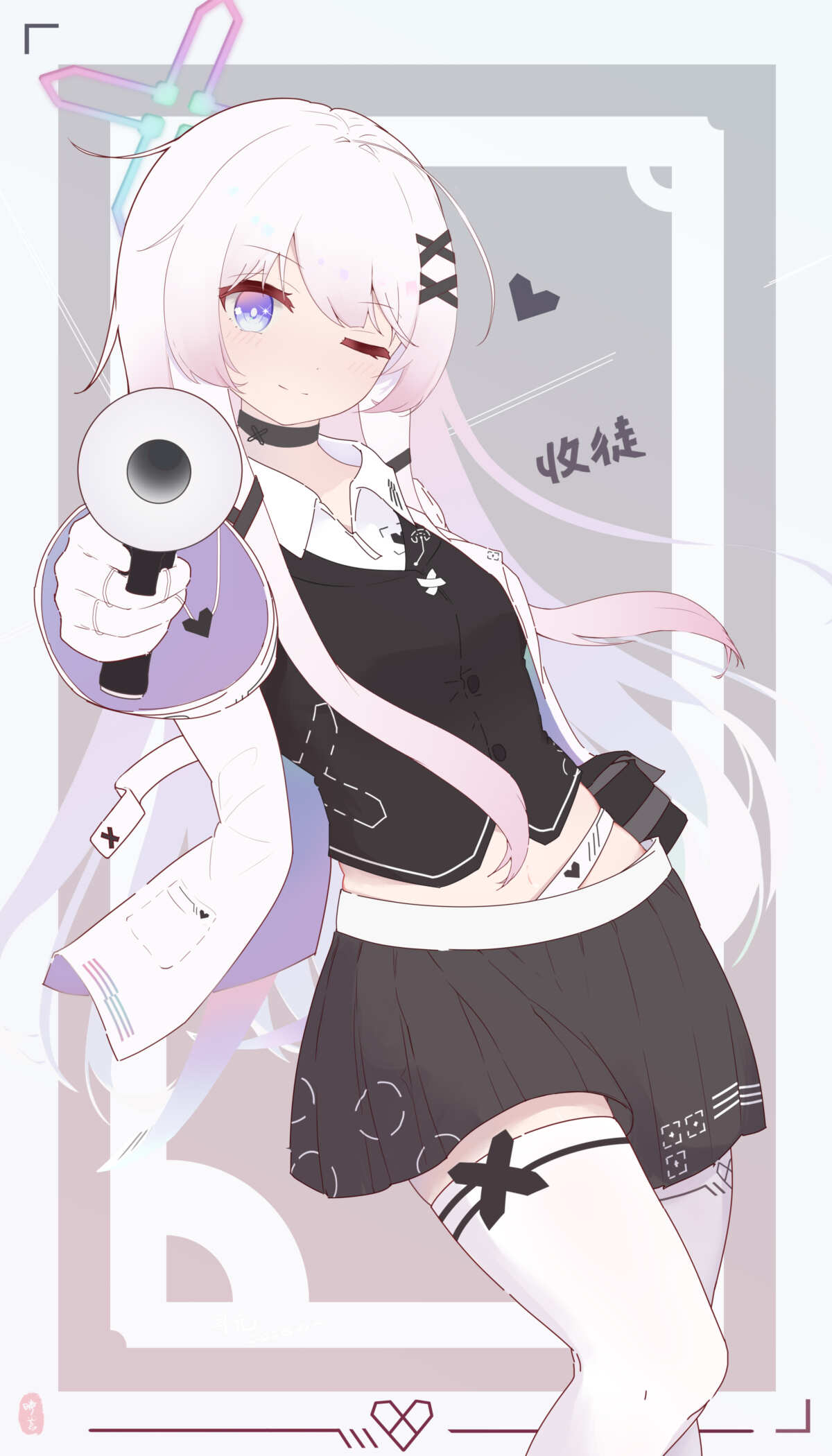 白色长发少女持枪