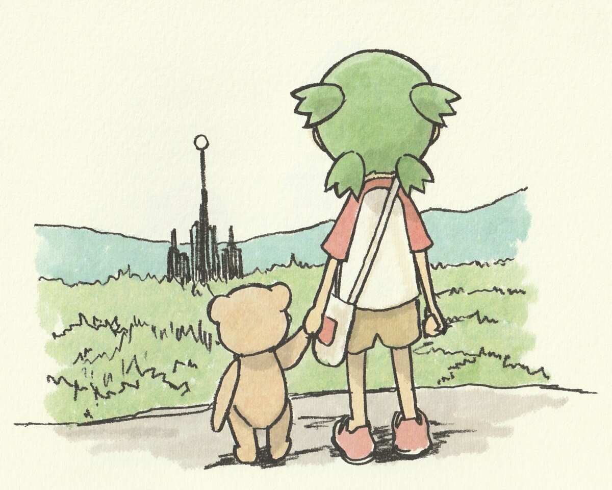 治愈系手绘小熊与女孩