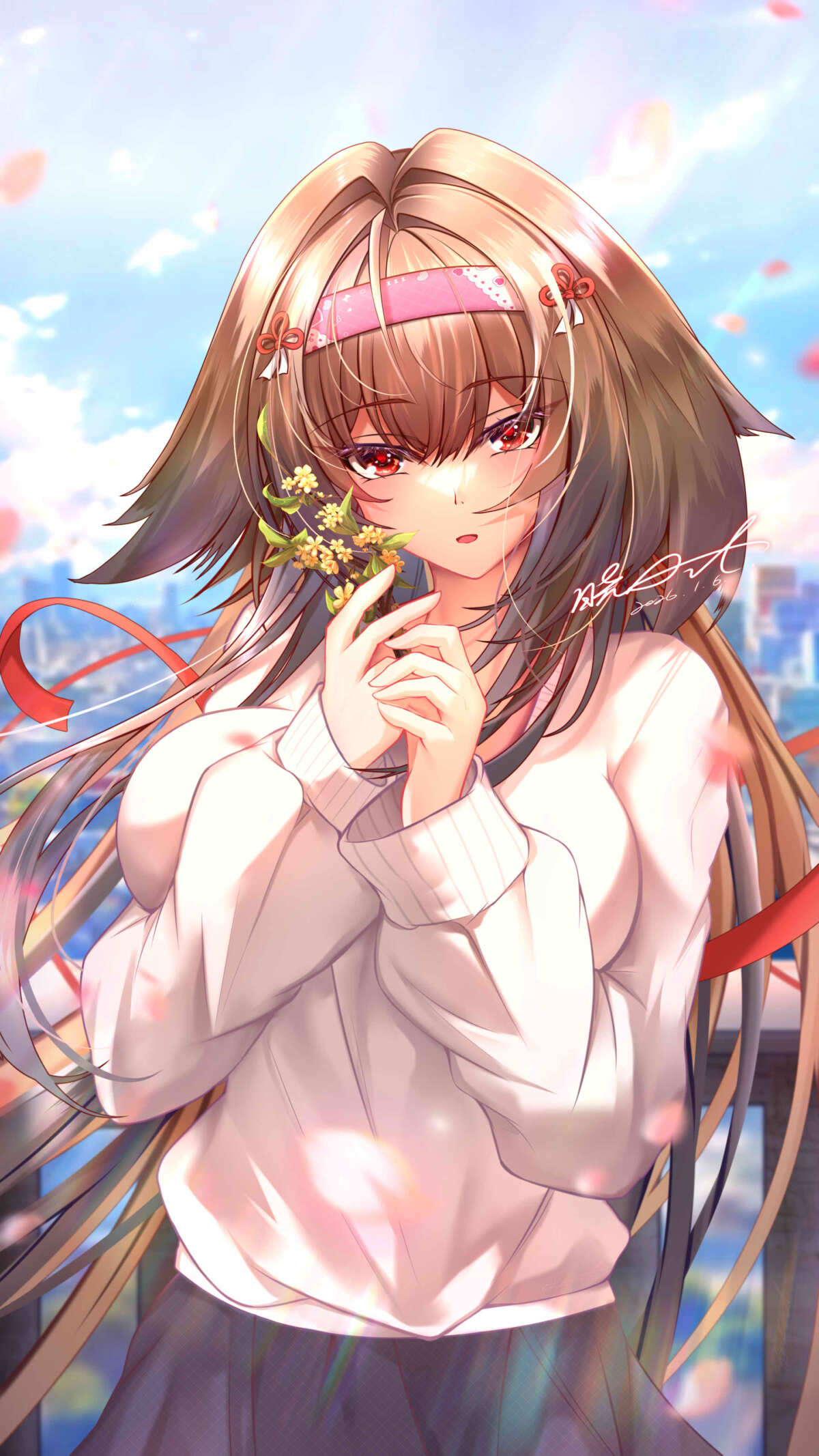 阳光下的长发女孩