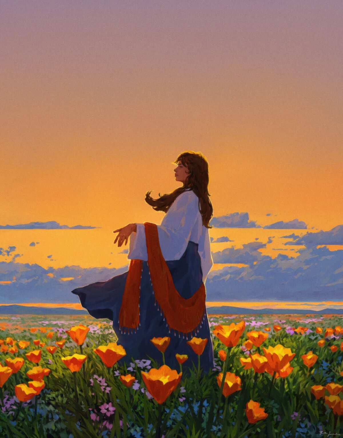 日落花海
