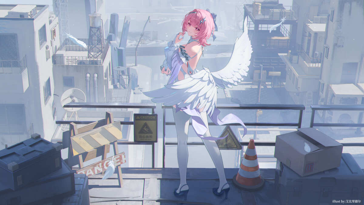 粉色短发天使少女