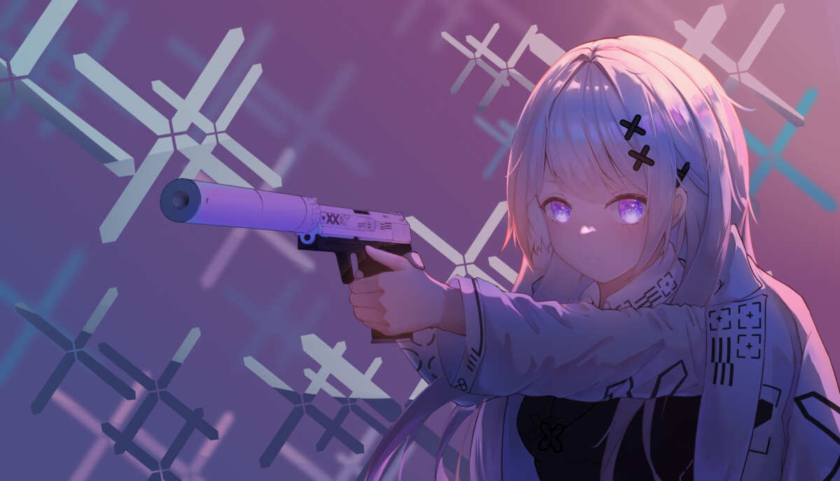 白色头发持枪少女