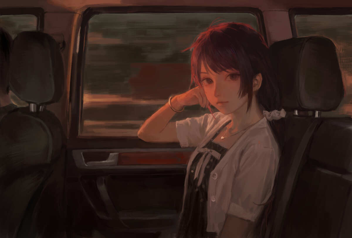 日落车内