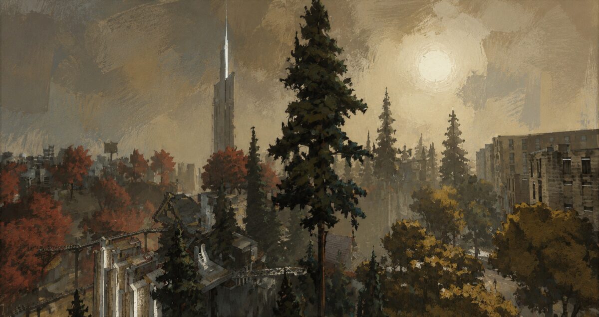 城市与自然融合的科幻风景