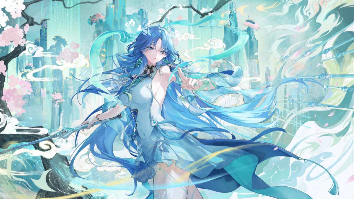 蓝色长发女孩