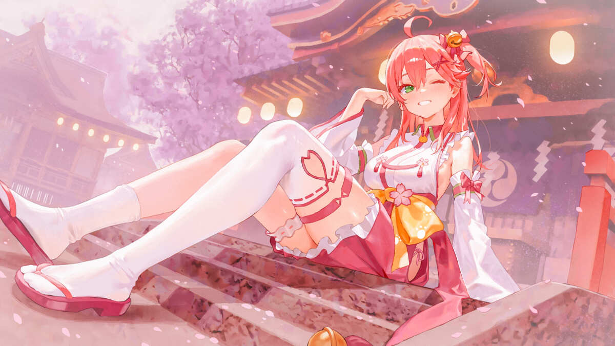 樱花下的动漫女孩