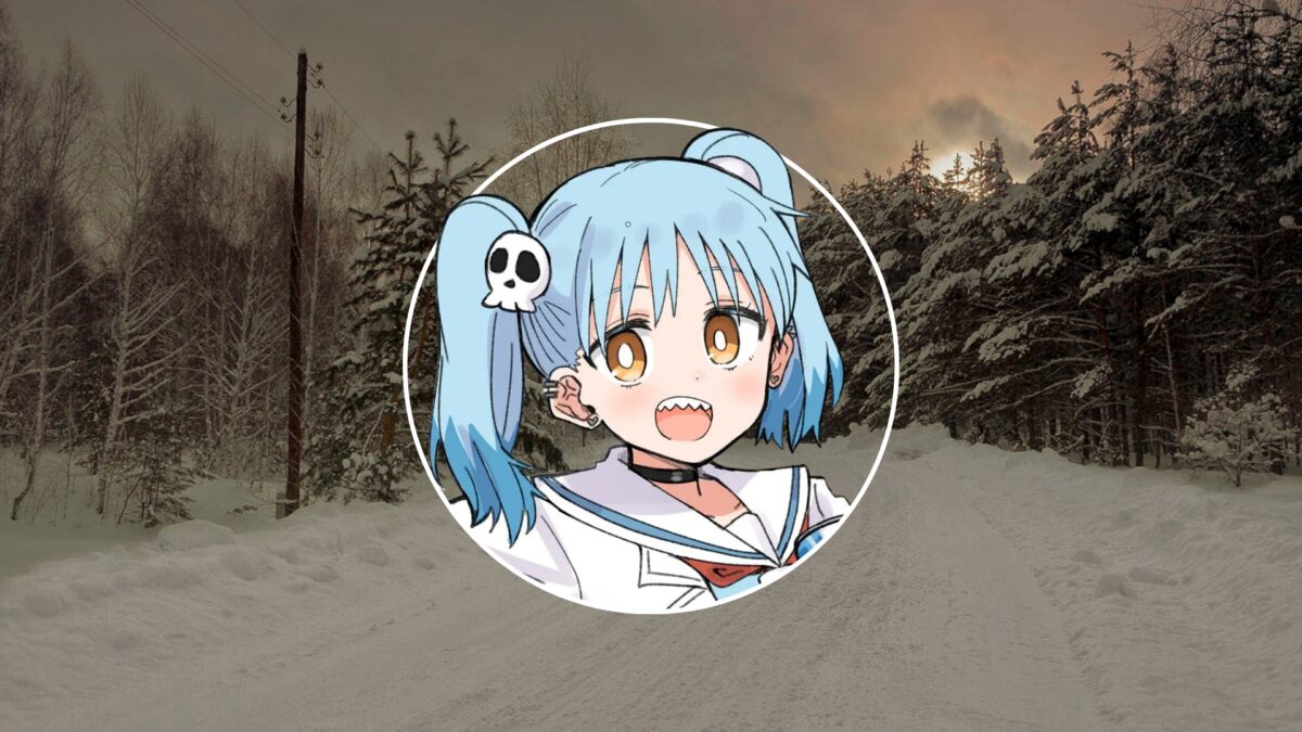 蓝发少女雪景壁纸