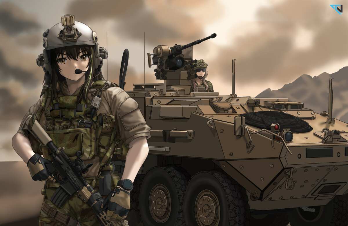 军事少女与装甲车