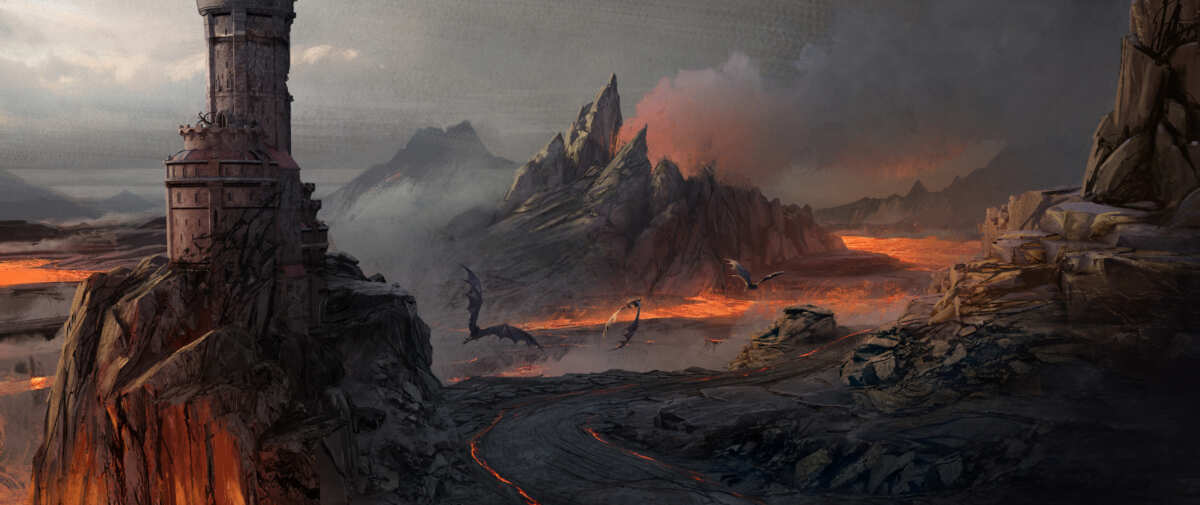 火山塔楼幻想风景