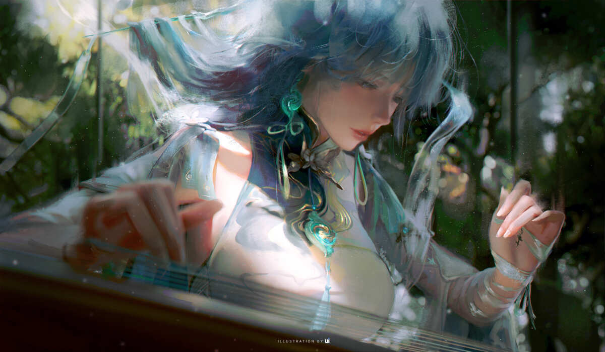 蓝色长发女孩