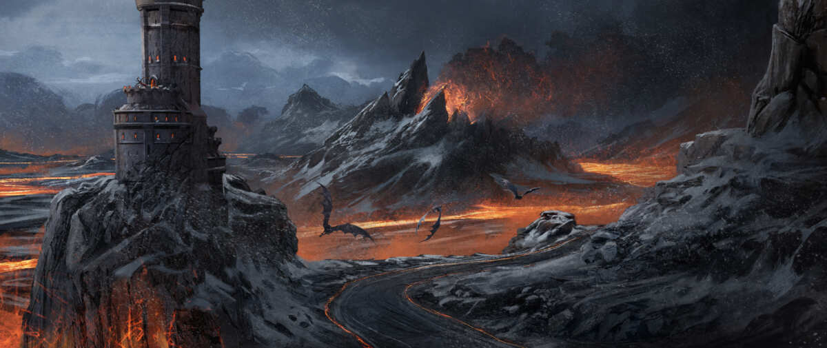 火山塔楼幻想风景