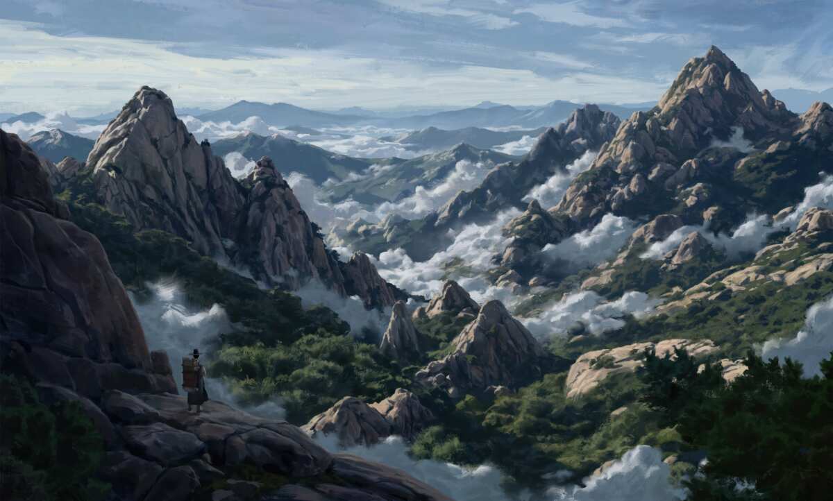 云雾缭绕的山脉