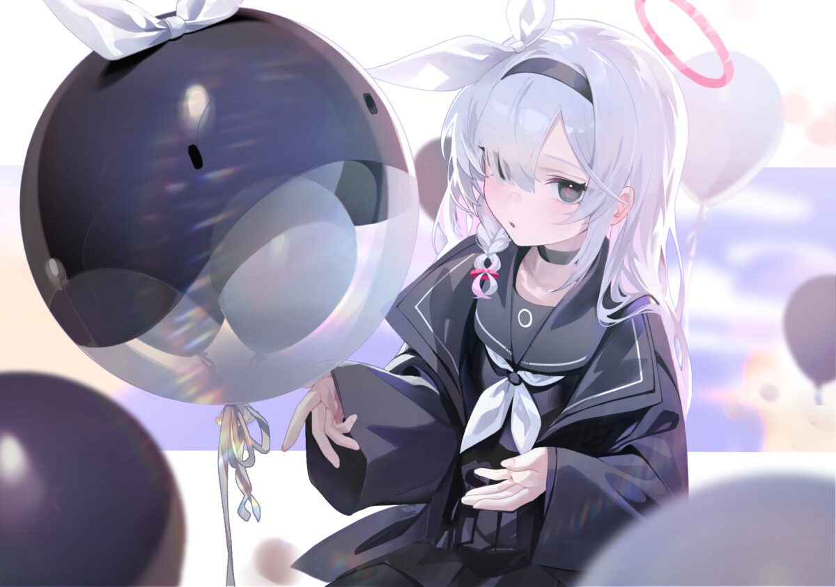 蓝白气球少女