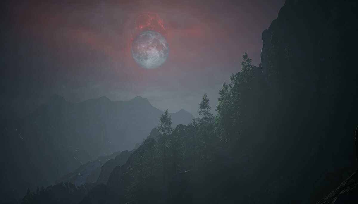 神秘夜空下的山峦